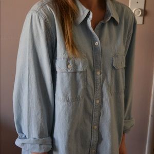 Oversized denim button up